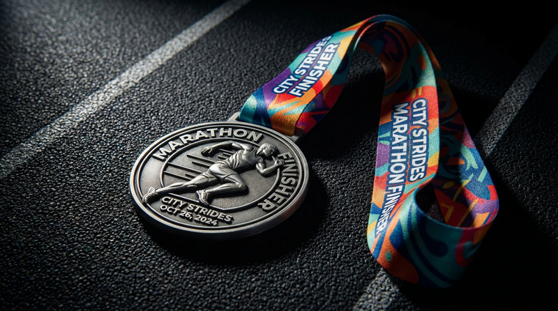 Custom Marathon Finisher Medal on Track